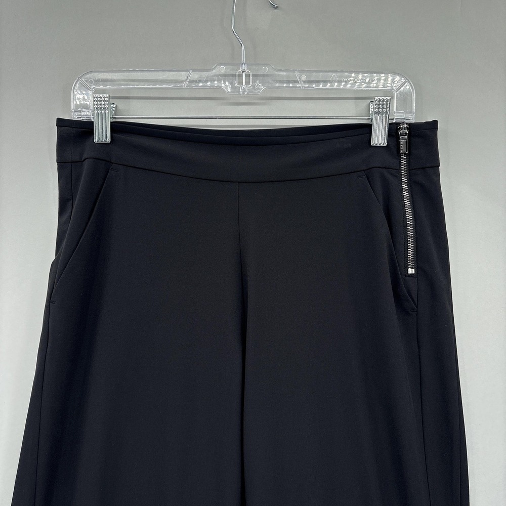 Athleta Pants Womens 6 Black Wide Leg Pull On Zip Pocket Snap Vent Stretch 30" - Picture 2 of 12